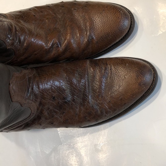 Nocona Brown Ostrich Smooth Cowboy Boots 
Sz 8D - Picture 2 of 9